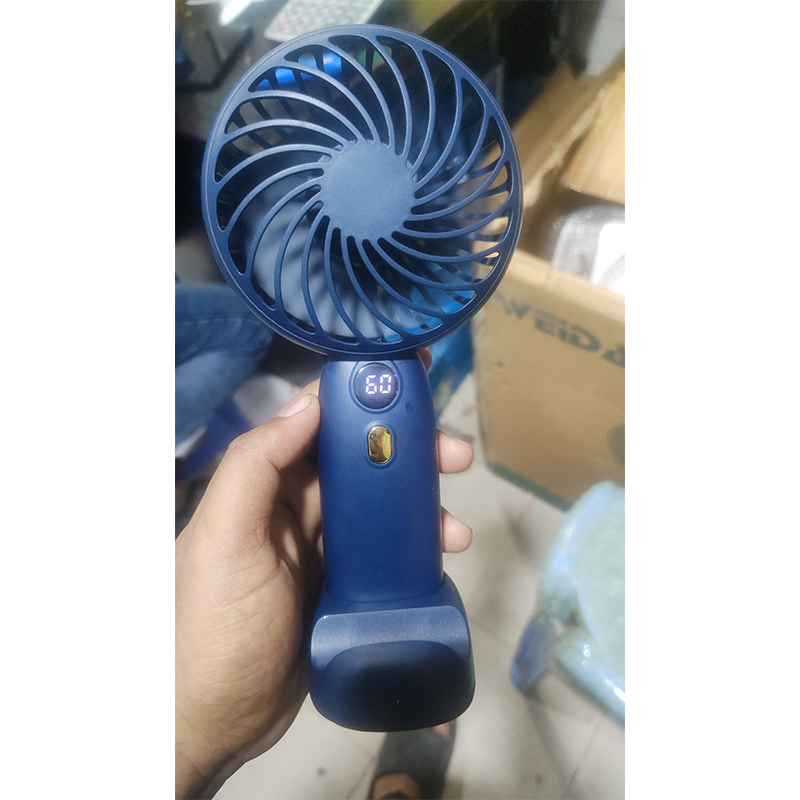 Picture of Rechargeable Handheld Mini Fan with LED Display & Built-in Power Bank - Portable USB Fan for Personal Cooling & Mobile Charging - Multicolor