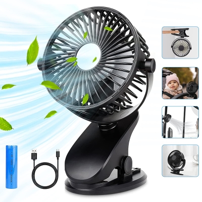 Picture of Clamp Fan - Portable USB Rechargeable Fan with Adjustable Clip for Desk, Stroller & Bedside Cooling - Multicolor