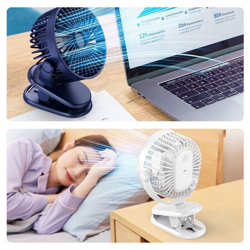 Picture of Clamp Fan - Portable USB Rechargeable Fan with Adjustable Clip for Desk, Stroller & Bedside Cooling - Multicolor