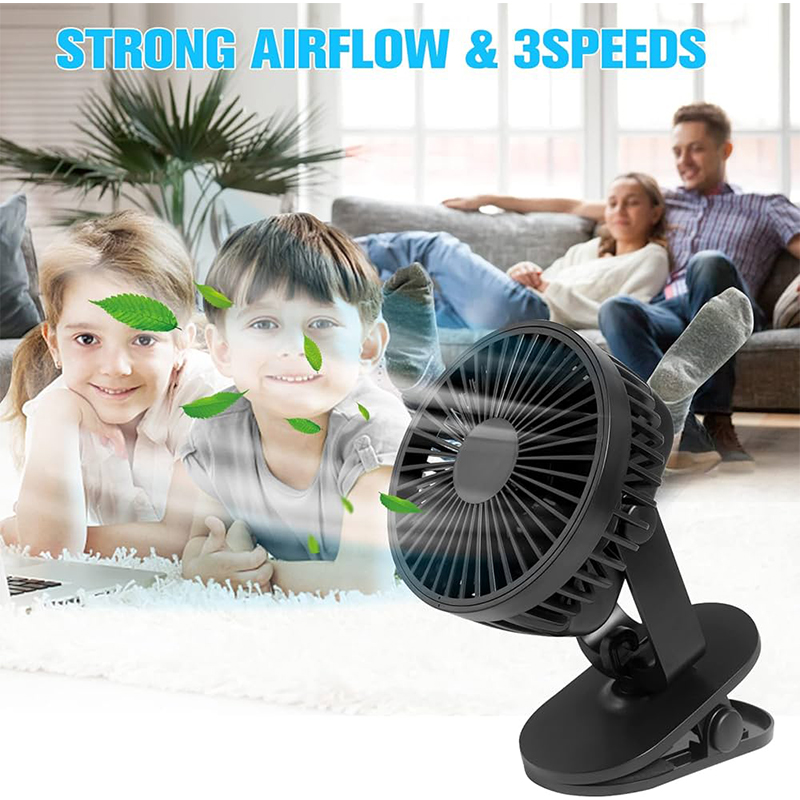 Picture of Clamp Fan - Portable USB Rechargeable Fan with Adjustable Clip for Desk, Stroller & Bedside Cooling - Multicolor
