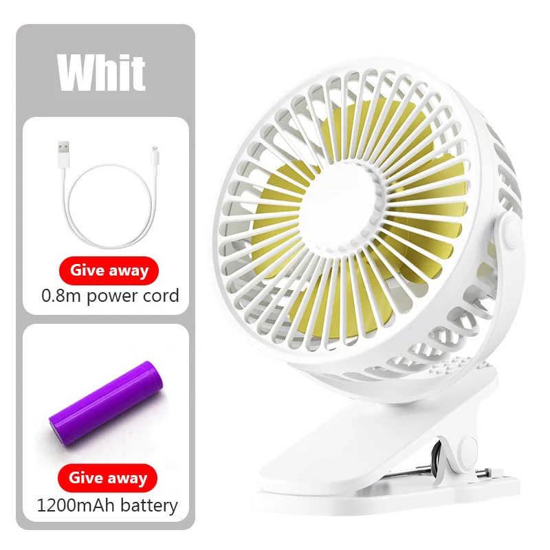 Picture of Clamp Fan - Portable USB Rechargeable Fan with Adjustable Clip for Desk, Stroller & Bedside Cooling - Multicolor