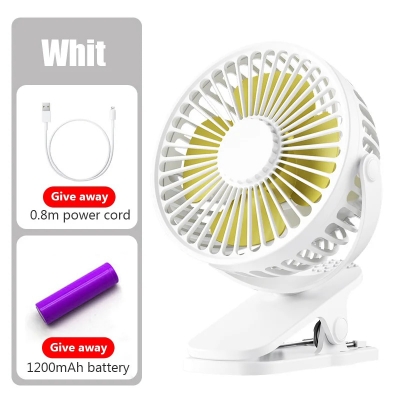 Picture of Clamp Fan - Portable USB Rechargeable Fan with Adjustable Clip for Desk, Stroller & Bedside Cooling - Multicolor