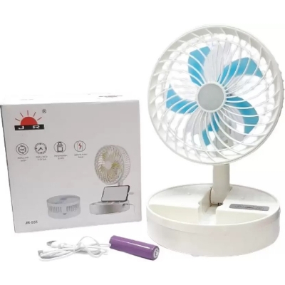 Picture of JR-555 Rechargeable Foldable Fan with Power Bank & LED Light - Multicolor