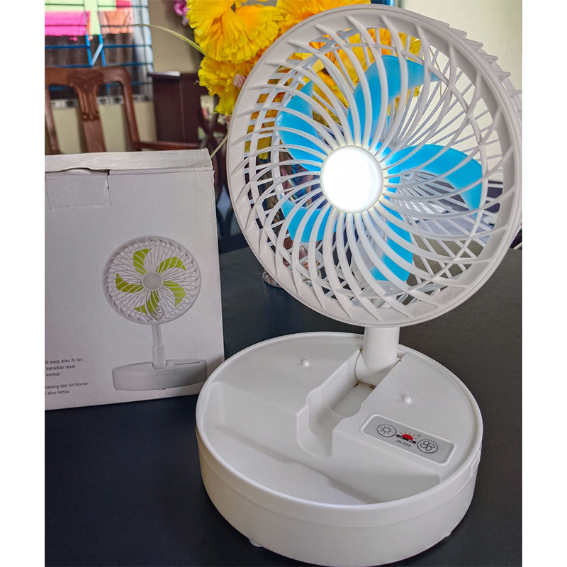 Picture of JR-555 Rechargeable Foldable Fan with Power Bank & LED Light - Multicolor