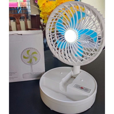 Picture of JR-555 Rechargeable Foldable Fan with Power Bank & LED Light - Multicolor