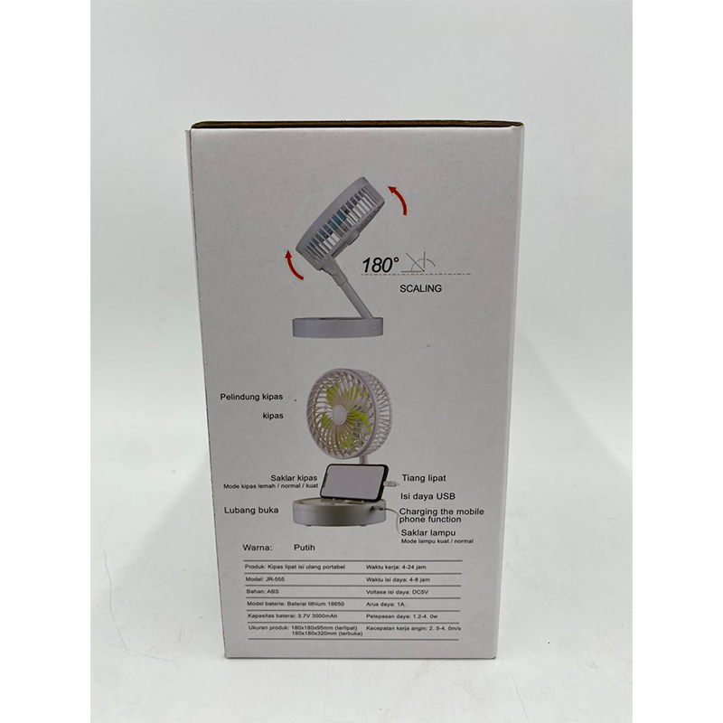 Picture of JR-555 Rechargeable Foldable Fan with Power Bank & LED Light - Multicolor