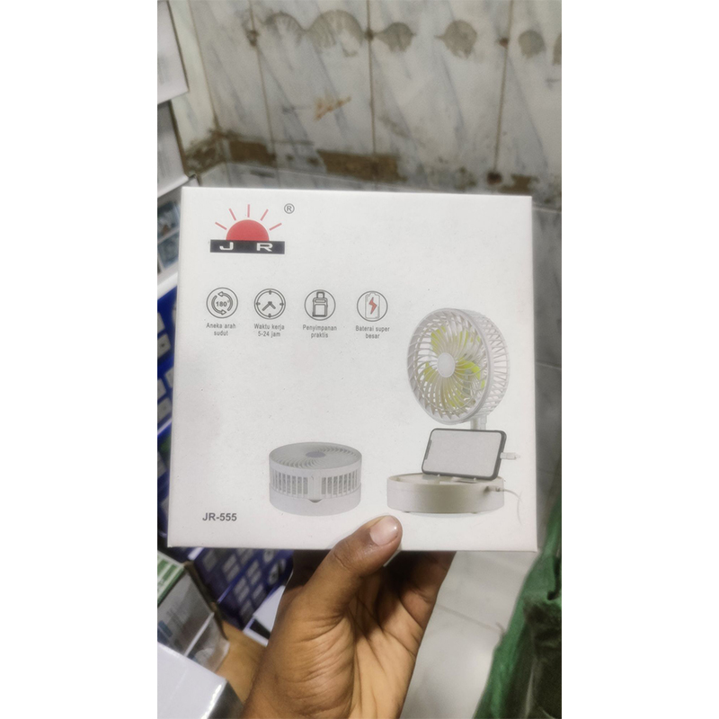 Picture of JR-555 Rechargeable Foldable Fan with Power Bank & LED Light - Multicolor