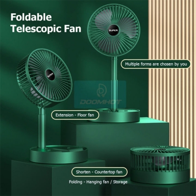 Picture of Folding Storage Net Red Fan with Mobile Phone Stand - Adjustable, Portable & Rechargeable Table Fan - Multicolor