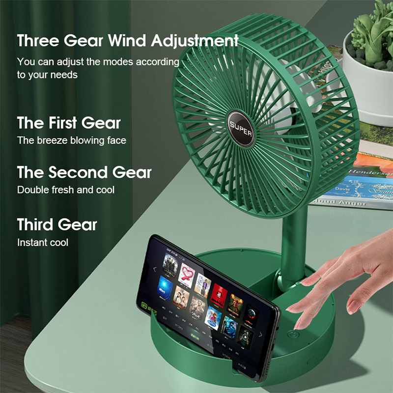 Picture of Folding Storage Net Red Fan with Mobile Phone Stand - Adjustable, Portable & Rechargeable Table Fan - Multicolor
