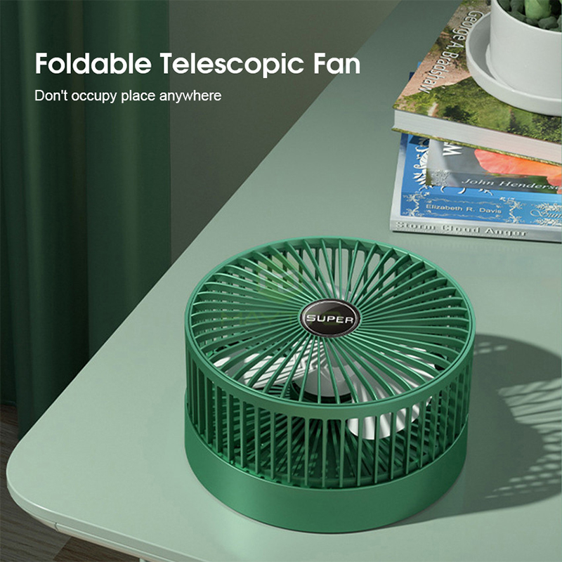 Picture of Folding Storage Net Red Fan with Mobile Phone Stand - Adjustable, Portable & Rechargeable Table Fan - Multicolor