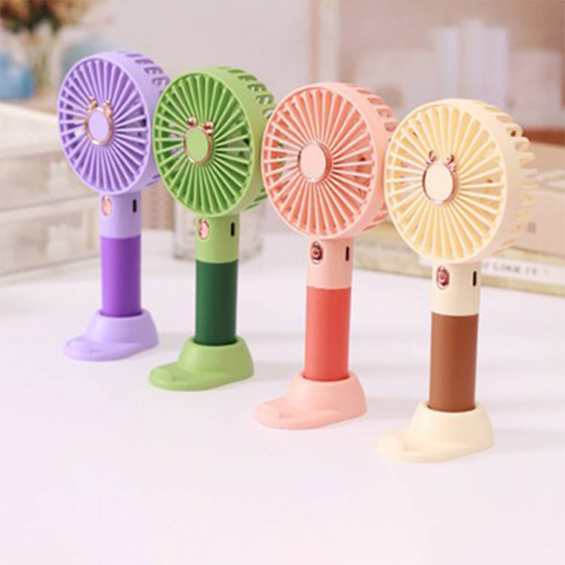 Picture of Portable Mini Rechargeable Handheld Fan with Stand – USB Charging, Adjustable Speeds, Compact and Travel-Friendly - Multicolor