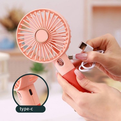 Picture of Portable Mini Rechargeable Handheld Fan with Stand – USB Charging, Adjustable Speeds, Compact and Travel-Friendly - Multicolor