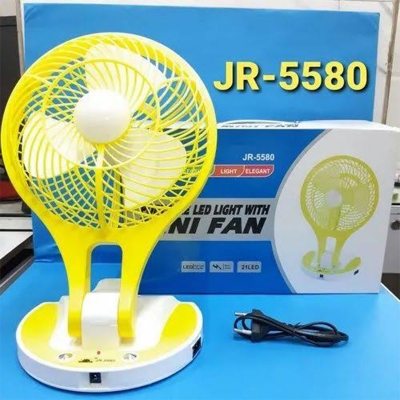 Picture of Desktop Charging Fan HR5580 - AC/DC Powered, Silent Operation, LED Lighting & Strong Wind Force - Multicolor