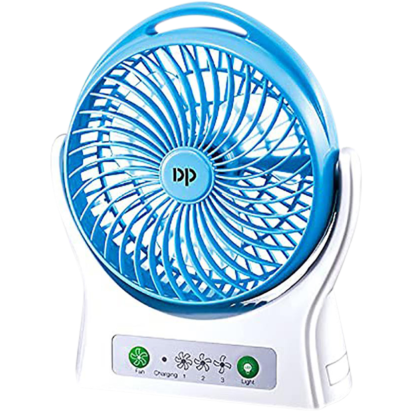 Picture of DP-7605 Desktop Portable Rechargeable Fan - 4000mAh Battery, 3-Speed, Rotating Function, LED Light - Multicolor