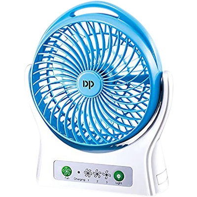 Picture of DP-7605 Desktop Portable Rechargeable Fan - 4000mAh Battery, 3-Speed, Rotating Function, LED Light - Multicolor