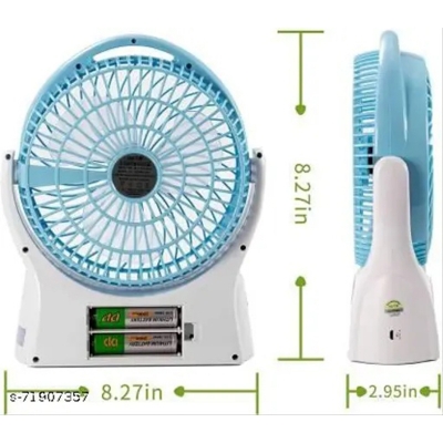 Picture of DP-7605 Desktop Portable Rechargeable Fan - 4000mAh Battery, 3-Speed, Rotating Function, LED Light - Multicolor