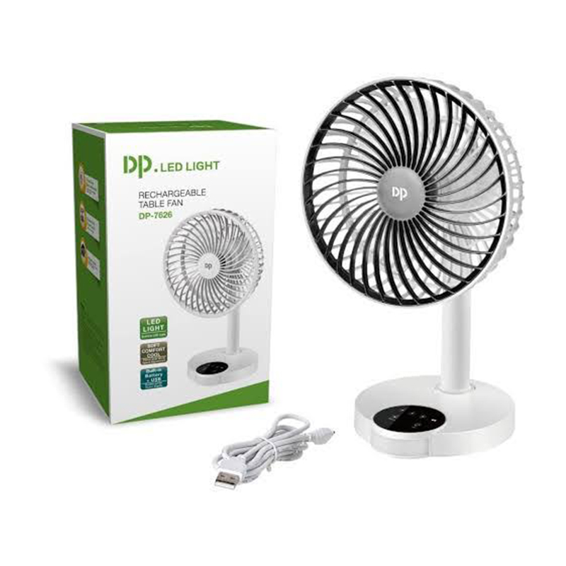 Picture of DP-7625 Desktop Portable Rechargeable Fan - 1500mAh Battery, 3-Speed, Multi-Angle Adjustable - Multicolor