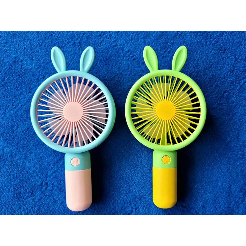 Picture of Cute Cartoon Mini Handheld Fan – USB Rechargeable Portable Fan with Bunny Ears – Silent & Powerful Cooling – Ideal for Home, Office & Travel - Multicolor