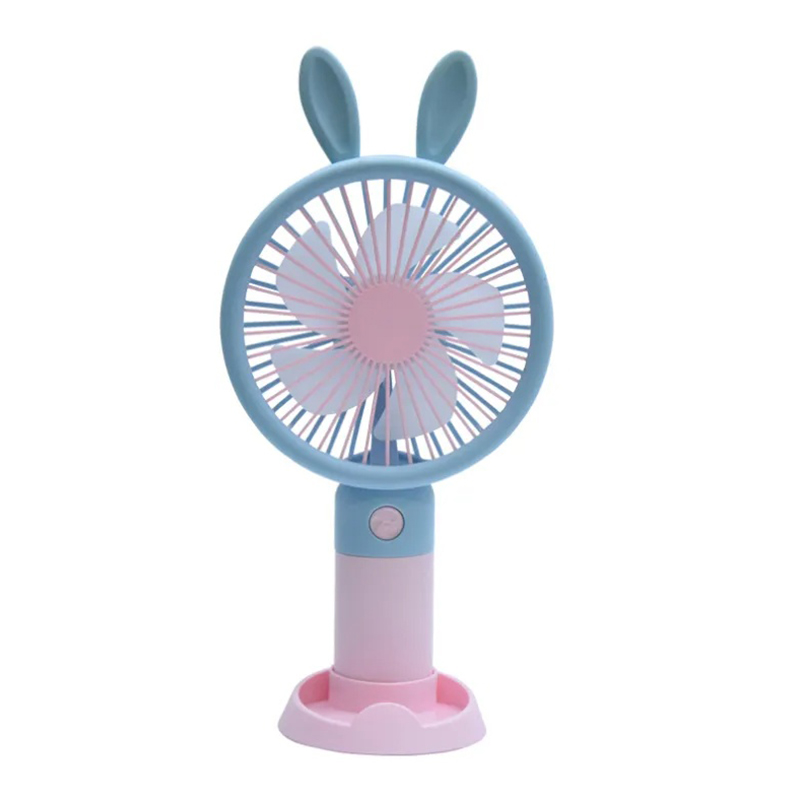 Picture of Cute Cartoon Mini Handheld Fan – USB Rechargeable Portable Fan with Bunny Ears – Silent & Powerful Cooling – Ideal for Home, Office & Travel - Multicolor
