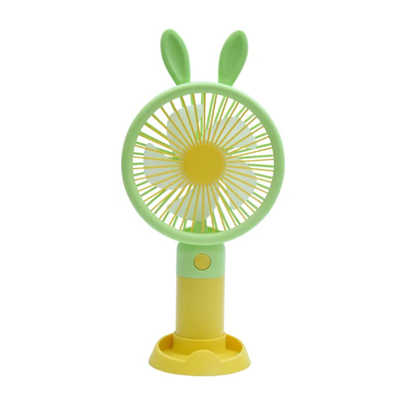 Picture of Cute Cartoon Mini Handheld Fan – USB Rechargeable Portable Fan with Bunny Ears – Silent & Powerful Cooling – Ideal for Home, Office & Travel - Multicolor
