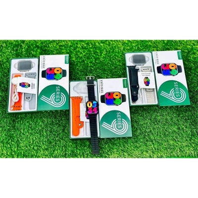 Picture of KW19 max 2.5D Curve Infinity Full HD IPS Display multicoloured double strap apple watch Series 9 - Multicolor