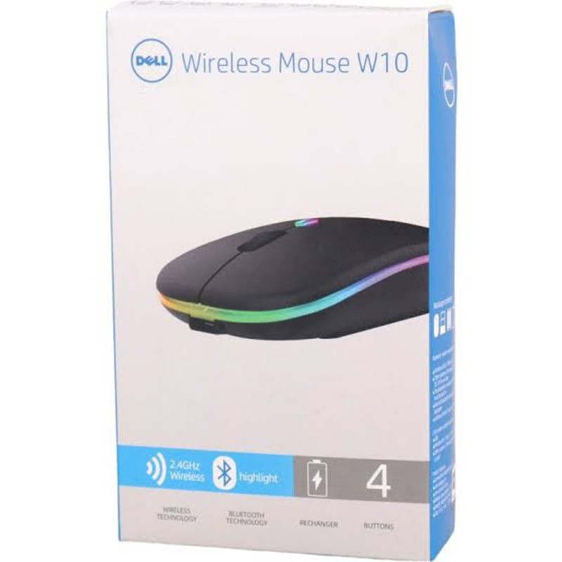 Picture of DELL W10 Rechargeable Wireless Mouse – Ultra-Slim Design 🎨 | 2.4GHz Wireless 📶 | Bluetooth Connectivity 🔗 | RGB LED Lights ✨ | 4 Buttons 🖱 | Long Battery Life 🔋 - Multicolor