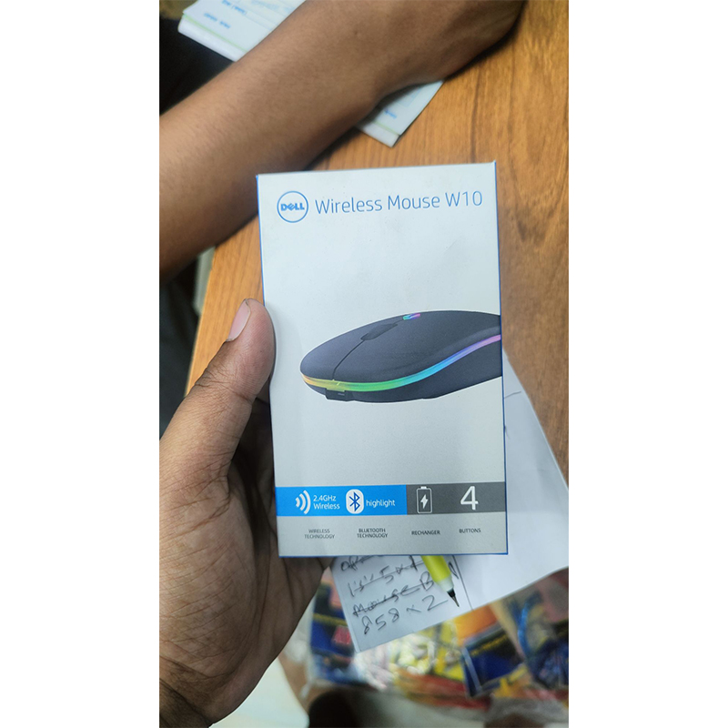 Picture of DELL W10 Rechargeable Wireless Mouse – Ultra-Slim Design 🎨 | 2.4GHz Wireless 📶 | Bluetooth Connectivity 🔗 | RGB LED Lights ✨ | 4 Buttons 🖱 | Long Battery Life 🔋 - Multicolor
