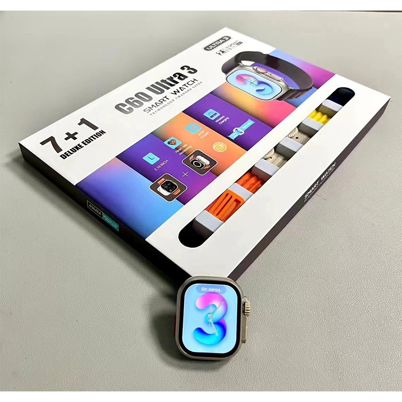 Picture of C60 Ultra 3 Smart Watch – 2.19” Ultra HD Display, 7+1 Deluxe Edition, Fitness & Health Tracker, Wireless Charging, Heart Rate Monitor, Bluetooth Smartwatch ⌚📱🏃‍♂️ - Multicolor