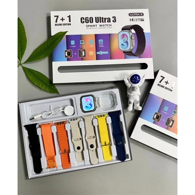 Picture of C60 Ultra 3 Smart Watch – 2.19” Ultra HD Display, 7+1 Deluxe Edition, Fitness & Health Tracker, Wireless Charging, Heart Rate Monitor, Bluetooth Smartwatch ⌚📱🏃‍♂️ - Multicolor