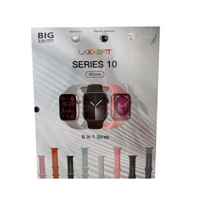 Picture of LaxasFit Series 10 Smart Watch (45MM) – 2.01” Big Infinite Display, 8-in-1 Strap Set, Fitness & Sports Tracker, Wireless Charging, Bluetooth Smartwatch ⌚📱🏃‍♂️ - Multicolor