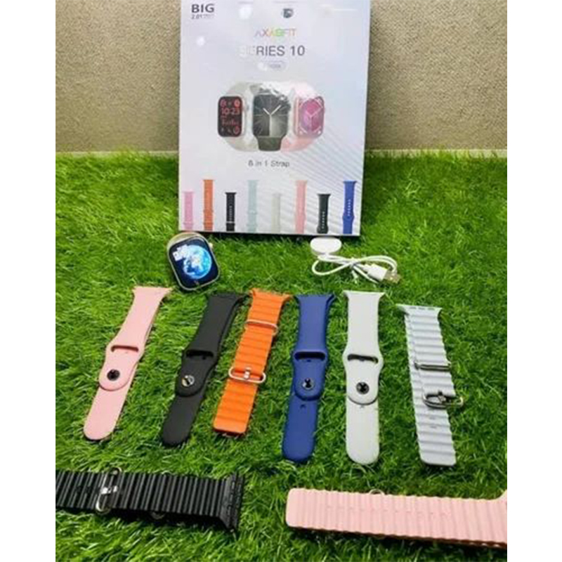 Picture of LaxasFit Series 10 Smart Watch (45MM) – 2.01” Big Infinite Display, 8-in-1 Strap Set, Fitness & Sports Tracker, Wireless Charging, Bluetooth Smartwatch ⌚📱🏃‍♂️ - Multicolor