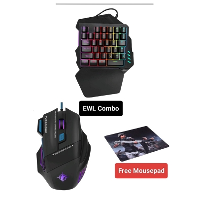 Picture of One-Handed RGB Gaming Keyboard & MS7 High-Precision Gaming Mouse Combo | Mechanical Feel | Ergonomic Design | Macro Programmable | LED Backlit | PC & Laptop Compatible | FREE F3 Mousepad - Multicolor
