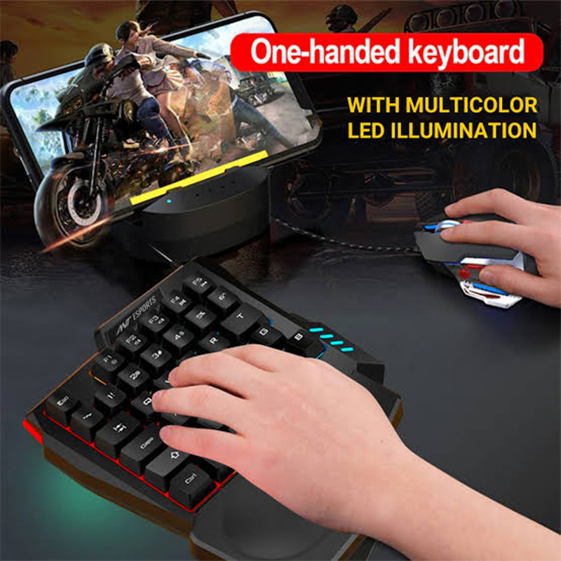 Picture of One-Handed RGB Gaming Keyboard & MS7 High-Precision Gaming Mouse Combo | Mechanical Feel | Ergonomic Design | Macro Programmable | LED Backlit | PC & Laptop Compatible | FREE F3 Mousepad - Multicolor