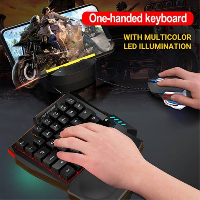 Picture of One-Handed RGB Gaming Keyboard & MS7 High-Precision Gaming Mouse Combo | Mechanical Feel | Ergonomic Design | Macro Programmable | LED Backlit | PC & Laptop Compatible | FREE F3 Mousepad - Multicolor