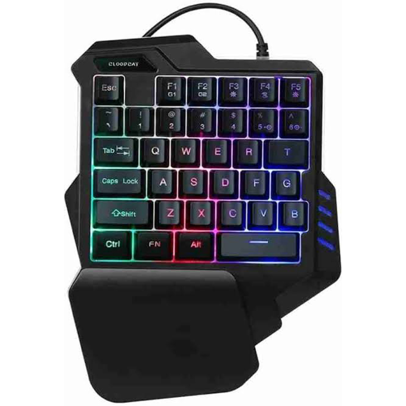 Picture of One-Handed RGB Gaming Keyboard & MS7 High-Precision Gaming Mouse Combo | Mechanical Feel | Ergonomic Design | Macro Programmable | LED Backlit | PC & Laptop Compatible | FREE F3 Mousepad - Multicolor