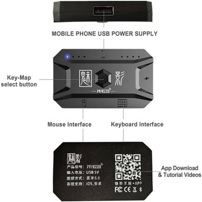 Picture of M1 Pro Mobile Game Keyboard & Mouse Converter Adapter – 🕹️ Multi-Platform Gaming Support for Android – ⚡ Plug & Play USB OTG Hub for PUBG, COD, Free Fire & Fortnite 📱