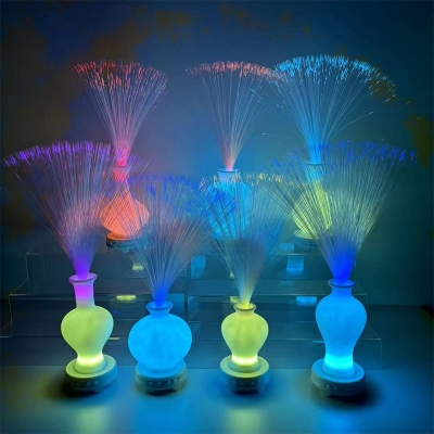 Picture of CH-M68 Rechargeable Fiber Optic RGB LED Lamp with Bluetooth Speaker & Remote – Vase Design Mood Light for Room Décor & Gifts ✨