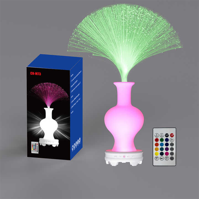 Picture of CH-M68 Rechargeable Fiber Optic RGB LED Lamp with Bluetooth Speaker & Remote – Vase Design Mood Light for Room Décor & Gifts ✨