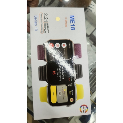 Picture of ME18 Smart Watch ⌚ | 2.21” Infinite Display 🌈 | Wireless Charging ⚡ | 3 Stylish Straps Included 🎽 | Health & Fitness Tracking ❤️ | Series 10 Look ✨ | HD IPS AMOLED 📱 - Multicolor