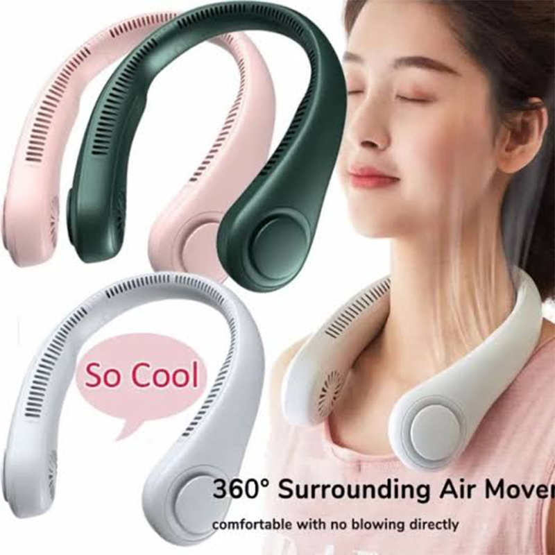 Picture of Vaneless Hanging Neck Fan – Rechargeable Portable Neck Fan for Outdoor & Indoor Use – Hands-Free Personal Cooling Device with 3-Speed Airflow – Lightweight & Quiet Design ❄️️🌀