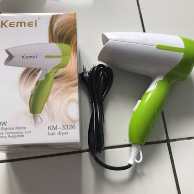 Picture of KEMEY KM-3326 Professional Hair Dryer 1200W | Foldable Travel Hair Dryer | Quick Dry | Cool & Hot Air Modes | Lightweight & Portable Hair Dryer for Women & Men - Multicolor