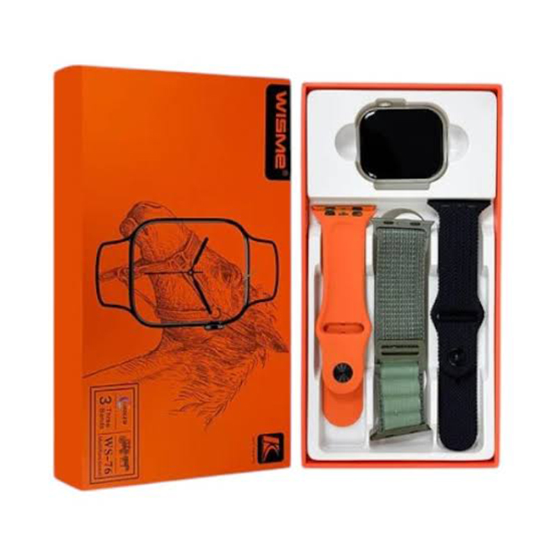 Picture of Wisme WS-76 AMOLED Smartwatch ⌚ – 1.92” Display 🖥️ – 3 Strap Bands Included 🎽 – Bluetooth Call 📞, Fitness Tracker 🏃, and Multifunctional Sports Watch for Men & Women - Multicolor