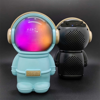 Picture of X-808 Astronaut Design Wireless Bluetooth Speaker 👨‍🚀 – 6.8W Output 🔊, Colorful LED Light 🌈, Portable 🎒 and Rechargeable 🔋 – Music Gift Gadget 🎁 - Aqua