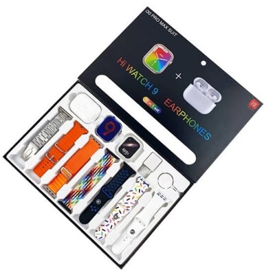 Picture of i30 Pro Max Suit | Hi Watch 10 Smartwatch + Wireless Earphones Combo | 10 in 1 Smart Pack | AMOLED Display | Bluetooth Calling | TWS Earbuds - Multicolor