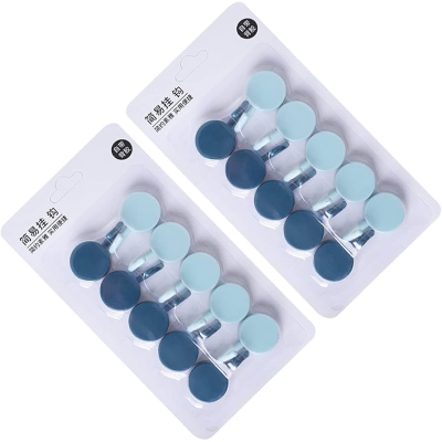 Picture of Modern Round Wall Hooks – Pack of 10 | Heavy Duty Self-Adhesive Hooks | Waterproof & Reusable Wall Hangers for Kitchen, Bathroom & Home Use - Multicolor