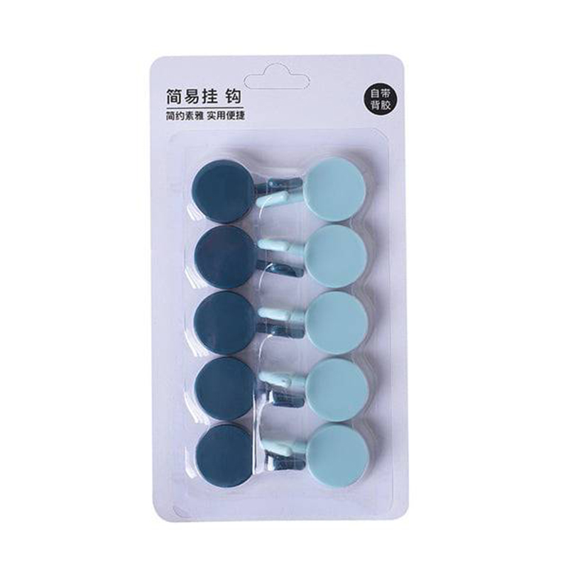Picture of Modern Round Wall Hooks – Pack of 10 | Heavy Duty Self-Adhesive Hooks | Waterproof & Reusable Wall Hangers for Kitchen, Bathroom & Home Use - Multicolor