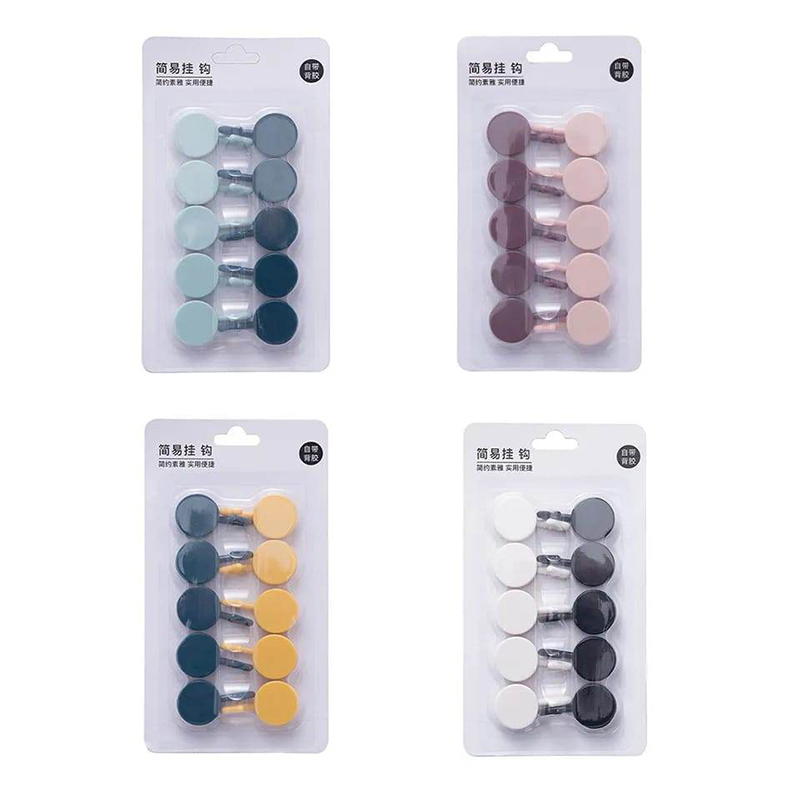 Picture of Modern Round Wall Hooks – Pack of 10 | Heavy Duty Self-Adhesive Hooks | Waterproof & Reusable Wall Hangers for Kitchen, Bathroom & Home Use - Multicolor