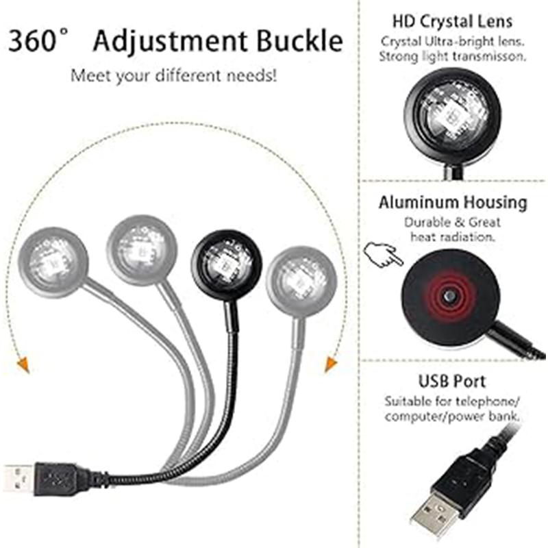 Picture of USB Colorful Sunset Lights M9 – Flexible Gooseneck Design – Plug & Play Ambient Projection Lamp – Multicolor LED for Room Decor, Photography & Aesthetic Vibes - Multicolor