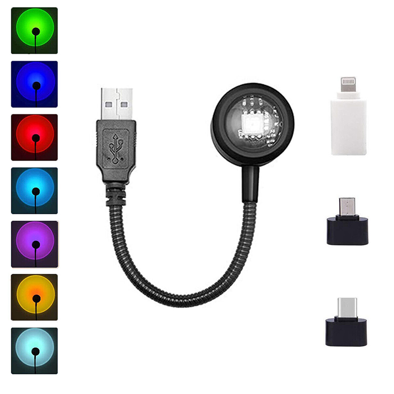 Picture of USB Colorful Sunset Lights M9 – Flexible Gooseneck Design – Plug & Play Ambient Projection Lamp – Multicolor LED for Room Decor, Photography & Aesthetic Vibes - Multicolor