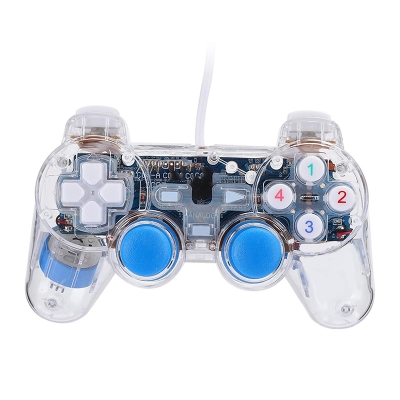 Picture of PC Mono Shock Joypad Game Controller for Windows PC – Wired USB Gamepad with Dual Analog Joysticks, Transparent Design, Vibration Support – Plug & Play - Multicolor